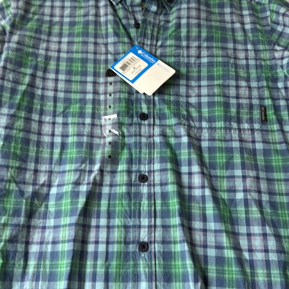 NWT - Columbia Men's Casual Blue and Green Plaid Shirt - Picture 12 of 13